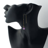Genuine Natural Light Amethyst Gold Plated Threader Earrings, Pair Lavender Amethyst