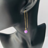 Genuine Natural Light Amethyst Gold Plated Threader Earrings, Pair Lavender Amethyst