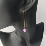 Genuine Natural Light Amethyst Gold Plated Threader Earrings, Pair Lavender Amethyst