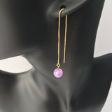 Genuine Natural Light Amethyst Gold Plated Threader Earrings, Pair Lavender Amethyst