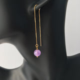 Genuine Natural Light Amethyst Gold Plated Threader Earrings, Pair Lavender Amethyst