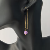 Genuine Natural Light Amethyst Gold Plated Threader Earrings, Pair Lavender Amethyst
