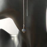 AAA Blue Flash Black Labradorite Silver Plated Threader Earrings, Pair