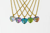 Gold Plated Mermaid Tail Heart Necklace - Dragon Scale Pendant. Choice of Colours.