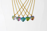Gold Plated Mermaid Tail Heart Necklace - Dragon Scale Pendant. Choice of Colours.
