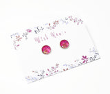 Mermaid Tail Earrings - Hot Pink Mermaid Silver Plated Studs.