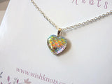 Opal Dragon Heart Necklace - Mermaid Tail Pendant. Mermaid Scale Heart.