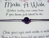 Wish Bracelet - Amethyst Gemstone. Birthstone Gift. Healing Amethyst String Bracelet. Chakra Jewelry