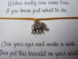 Wish Bracelet - Elephant Charm. Lucky Elephant Stacking Bracelet. Choice of Colours