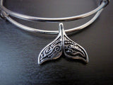 Maori Whale Tail Charm Bangle - Whale Tail Stacking Bangle.