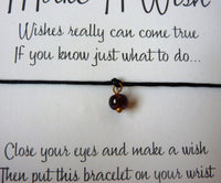 Wish Bracelet - Genuine Garnet. Birthstone Gift. String Bracelet.