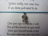 Wish Bracelet - Daisy Charm. Flower Bracelet. Choice of Colours