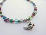 Little Bird of Sunshine Beaded Ankle Bracelet - Summer Anklet. Beach Jewelry. Holiday Gift. Bird Charm