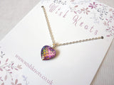 Gold Plated Mermaid Tail Heart Necklace - Dragon Scale Pendant. Choice of Colours.