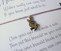 Wish Bracelet - Bunny Rabbit Charm. Easter Gift. Spring. Choice of Colours