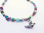 Little Bird of Sunshine Beaded Ankle Bracelet - Summer Anklet. Beach Jewelry. Holiday Gift. Bird Charm