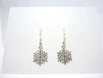 Silver Snowflake Earrings - Christmas Earrings. Simple Drop Earrings.