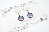 Mermaid Scale Earrings - Pink Lever Back Earrings. Gunmetal Black Drop Earrings
