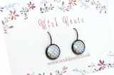 Mermaid Scale Earrings - White Pearl Lever Back Earrings. Gunmetal Black Drop Earrings