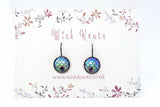 Mermaid Scale Earrings - Pink Lever Back Earrings. Gunmetal Black Drop Earrings