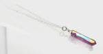 Sterling Silver Ruby Pink Aura Crystal Necklace - Healing Quartz Crystal Necklace. Choice of length