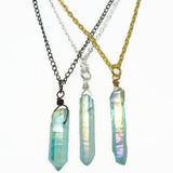 Aqua Aura Crystal Necklace - Natural Healing Aura Quartz. Layering Necklace. Choiice of Chain & Length