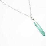 Aqua Aura Crystal Necklace - Natural Healing Aura Quartz. Layering Necklace. Choiice of Chain & Length