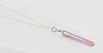 Sterling Silver Rose Pink Aura Crystal Necklace - Healing Quartz Crystal Necklace. Choice of length