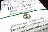 Wish Bracelet - Peace Charm. CND Peace. Choice of Colours