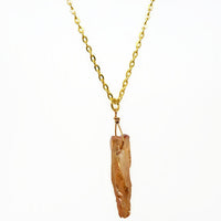 Tangerine Aura Crystal Necklace - Natural Healing Quartz. Golden Orange Crystal Pendant. Choose Length