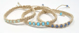 Hemp Macrame Bracelets Set - Stack of Bracelets. Blue Bracelet Set. Beach Holiday Jewellery. Stacking Bracelets