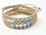 Hemp Macrame Bracelet - Mint Green Blue. Beach Holiday Bracelet. Stacking Bracelet.