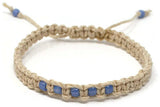 Hemp Macrame Ankle Bracelet - Natural Hemp Aqua Blue Summer Anklet. Beach Holiday Jewellery. Surfer Gift