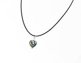 Genuine Abalone Heart Necklace. Paua Shell Pendant. Adjustable Cotton Cord