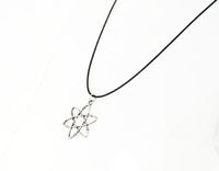 Atom Necklace. Molecule Pendant. Unisex Necklace. Adjustable Black Cotton Cord.