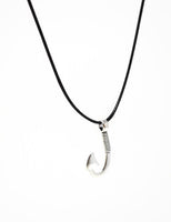 Maori Fish Hook Necklace. Fishing Hook Pendant. Unisex Necklace. Adjustable Black Cotton Cord