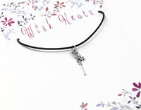 Little Fairy Pendant. Silver Fairy Necklace. Adjustable Black Cotton Cord Necklace.
