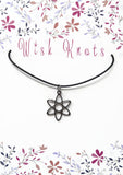 Gunmetal Black Atom Necklace. Molecule Pendant. Unisex Necklace. Adjustable Black Cotton Cord.
