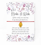 Wish Bracelet - Gold Hamsa Hand Charm Bracelet. Golden Hand of Fatima. Protection Gift - Choice of Colours