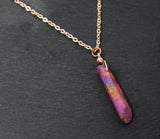 Rose Gold Magenta Aura Necklace - Rose Gold Plated Chain - Choose Length