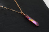 Rose Gold Magenta Aura Necklace - Rose Gold Plated Chain - Choose Length