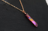 Rose Gold Magenta Aura Necklace - Rose Gold Plated Chain - Choose Length