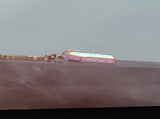 Rose Gold Light Pink Aura Necklace - Rose Gold Plated Chain - Choose Length