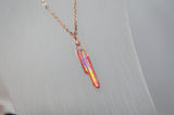Rose Gold Flame Aura Necklace - Rose Gold Plated Chain - Choose Length