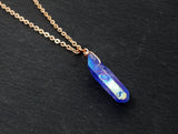 Rose Gold Celestial Blue Aura Necklace - Rose Gold Plated Chain - Choose Length