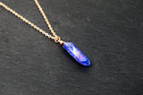 Rose Gold Celestial Blue Aura Necklace - Rose Gold Plated Chain - Choose Length