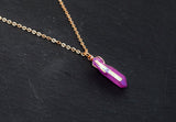 Rose Gold Hot Pink Aura Necklace - Rose Gold Plated Chain - Choose Length