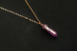 Rose Gold Hot Pink Aura Necklace - Rose Gold Plated Chain - Choose Length