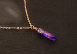 Rose Gold Violet Aura Necklace - Rose Gold Plated Chain - Choose Length