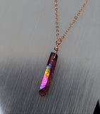 Rose Gold Magenta Aura Necklace - Rose Gold Plated Chain - Choose Length